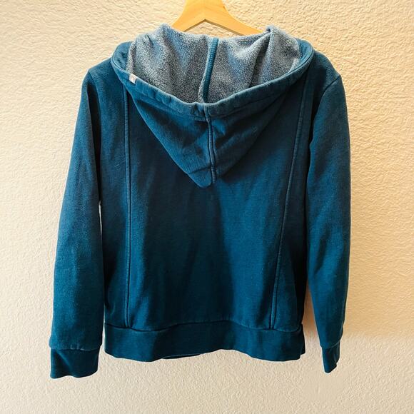 FIGS Women’s Small Essential Full-Zip Hoodie Caribbean Blue Fleece Scrubs Jacket - Picture 3 of 7